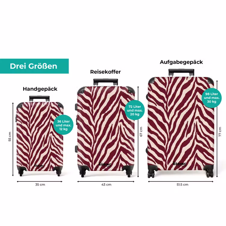 Koffer - Zebra - Motiv - Bordeaux - Rot — 3