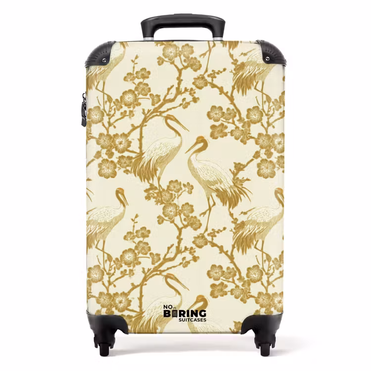 Koffer - Kraniche - Kirschblüte - Gold — 1