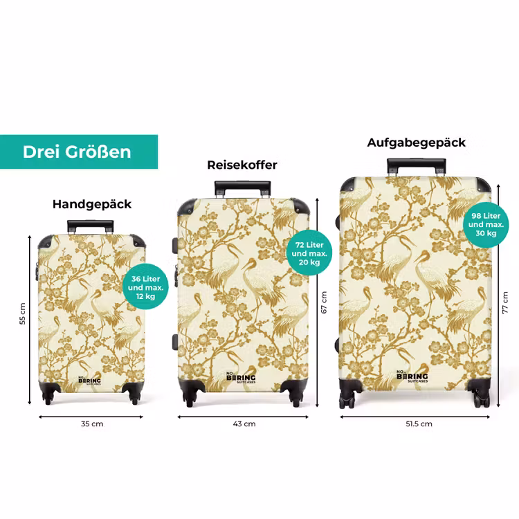 Koffer - Kraniche - Kirschblüte - Gold — 3