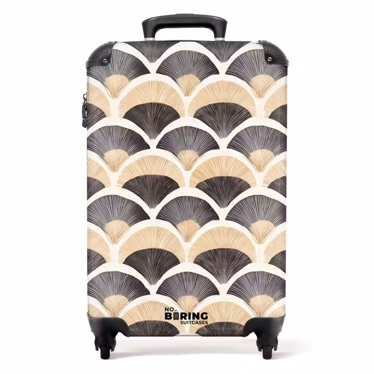 Koffer - Fächer - Muster - Schwarz - Beige — 1