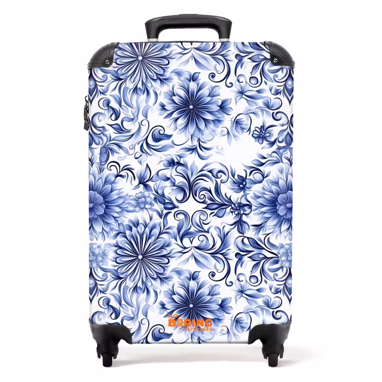 Koffer - Blumen - Blau - Muster - Weiß — 1