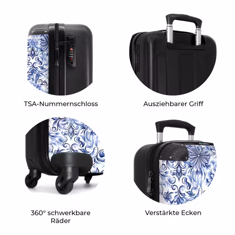 Koffer - Blumen - Blau - Muster - Weiß — 8
