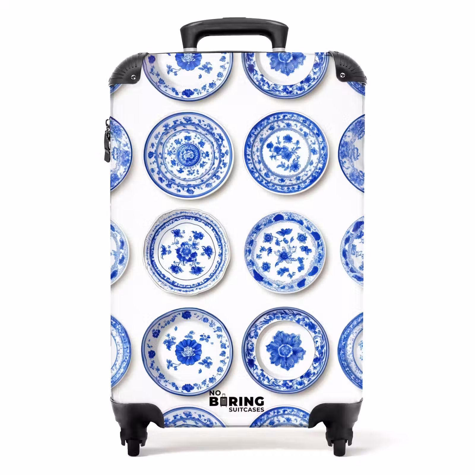 Koffer - Teller - Blumen - Muster - Blau — 1