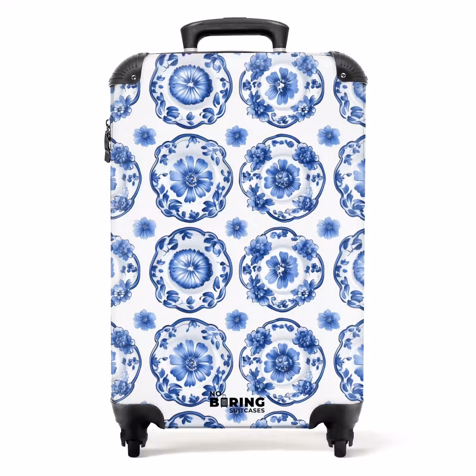 Koffer - Zierteller - Blumen - Blau — 1