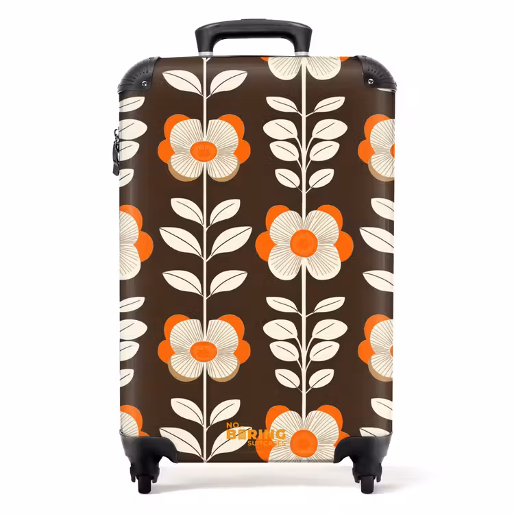 Koffer - Blumen - Retro - Braun — 1
