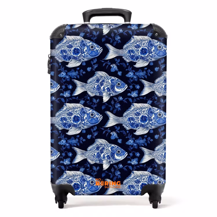 Koffer - Fische - Blumen - Blau — 1