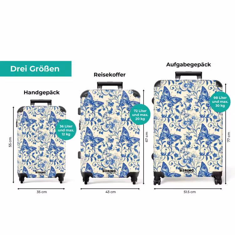 Koffer - Schmetterlinge - Blumen - Blau - Botanisch — 3