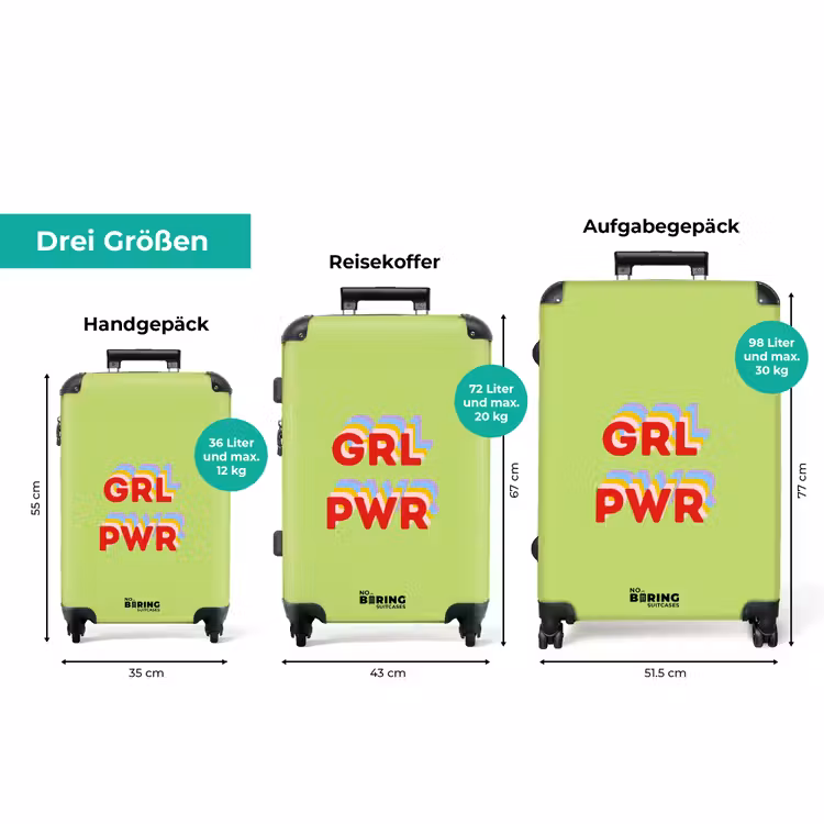 Koffer - Grl pwr - Grün - Rot - 3D — 3