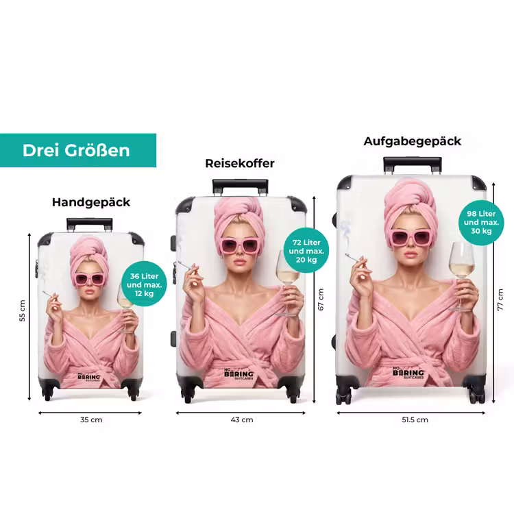 Koffer - Frau - Rosa - Wein - Sonnenbrille — 3