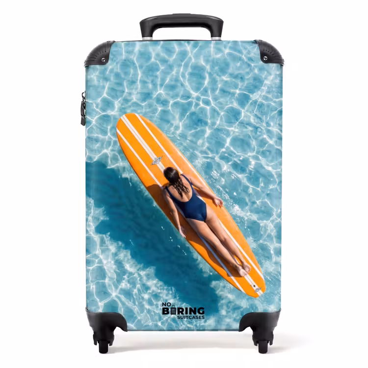 Koffer - Surfbrett - Wasser - Badeanzug - Orange — 1