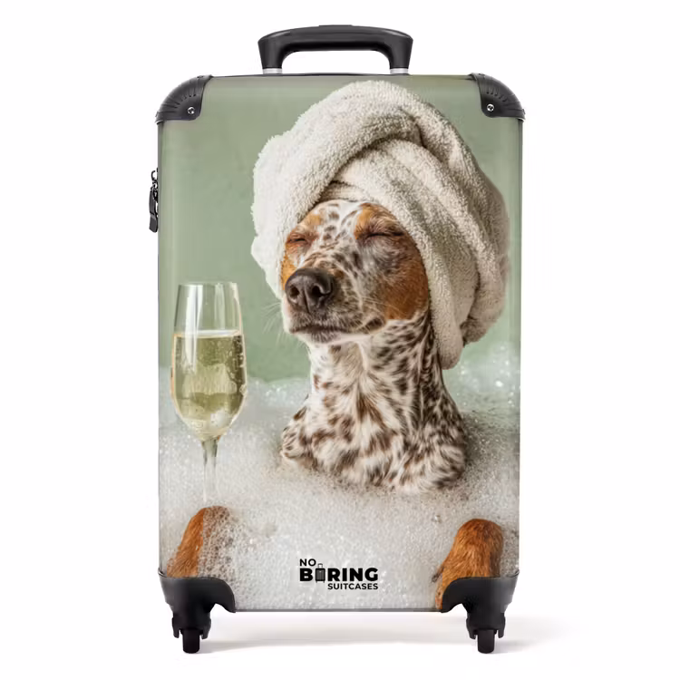 Koffer - Hund - Bad - Champagner - Handtuch — 1