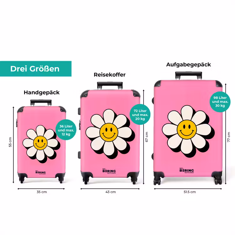 Koffer - Smiley - Blume - Rosa — 3