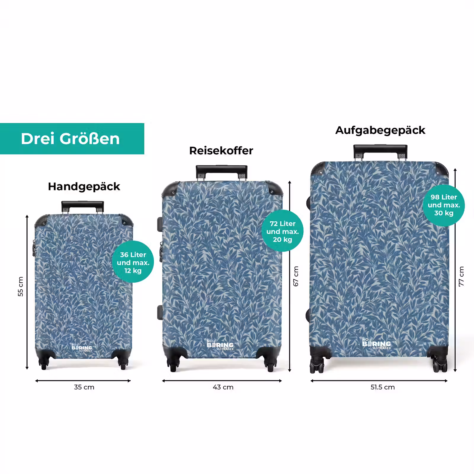 Koffer - Blätter – Klassisch – Muster – Dunkelblau – Vintage — 1