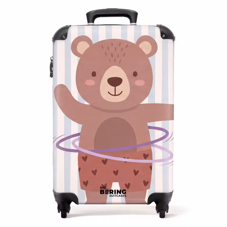 Koffer - Bär – Reifen – Kinderzimmer – Illustration – Braun — 1