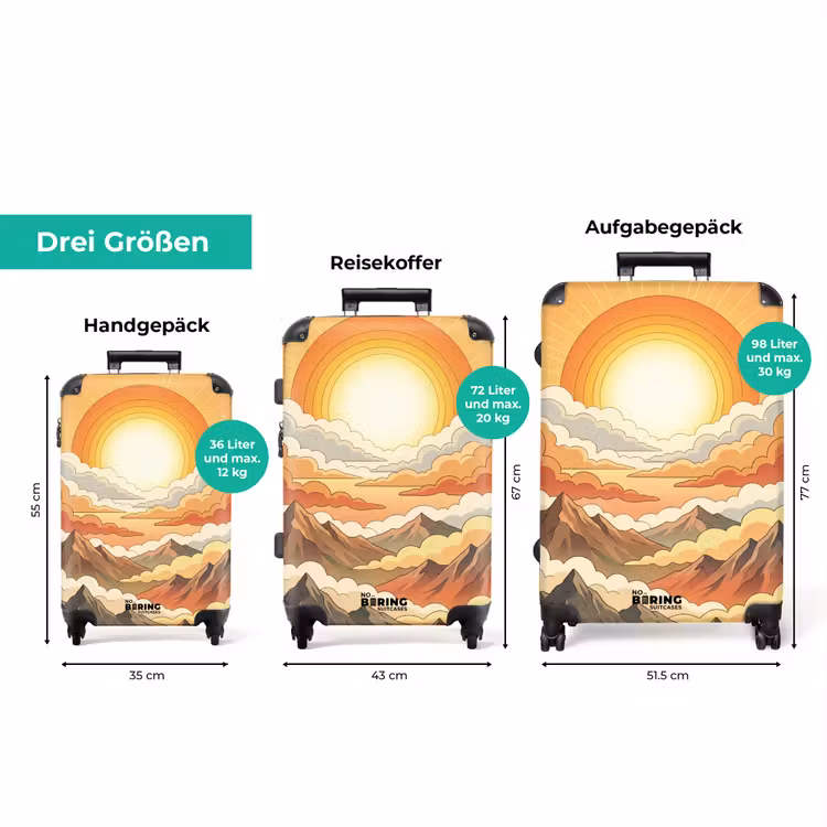 Koffer - Berge – Wolken – Natur – Sonnenaufgang – Orange — 1