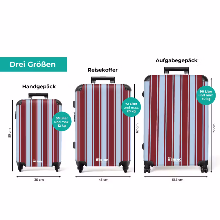 Koffer - Blau – Rot – Vertikale Streifen — 1
