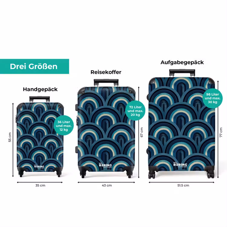 Koffer - Bögen – Geometrisch – Muster – Blau – Retro — 1