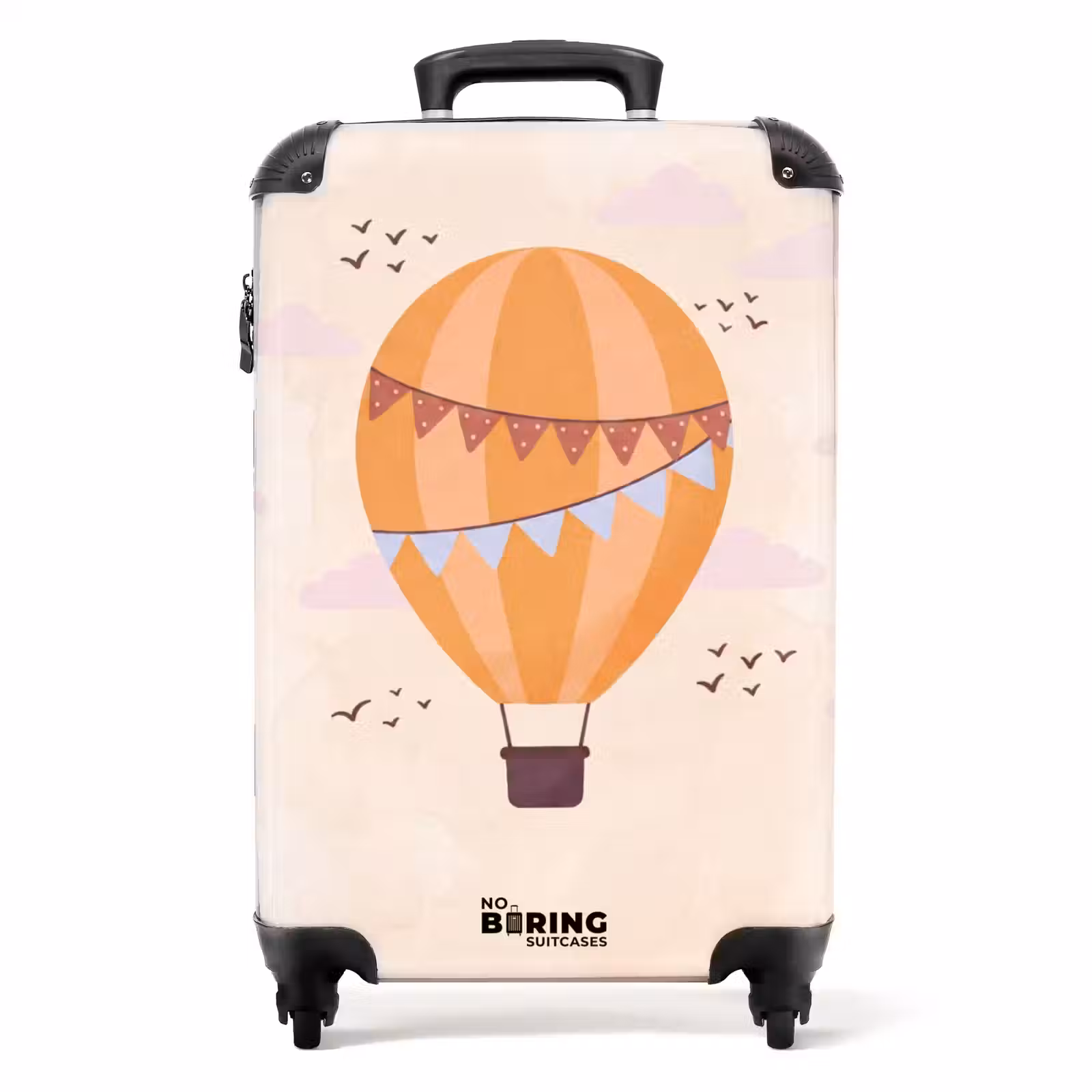 Koffer - Heißluftballon – Girlanden – Abenteuer – Illustration – Orange — 1
