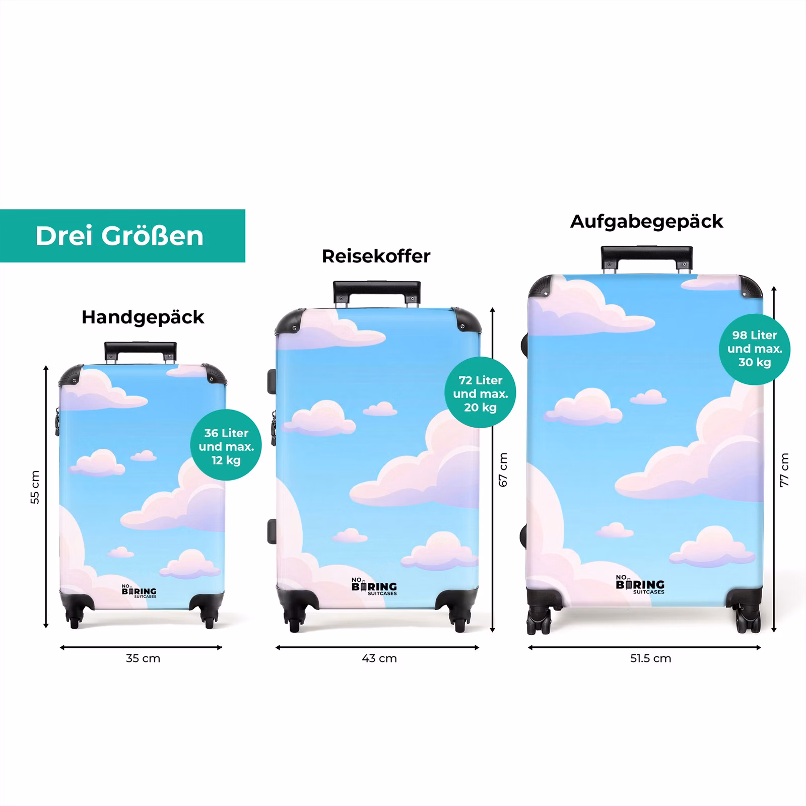 Koffer - Wolken – Rosa – Blau – Natur – Modern — 1
