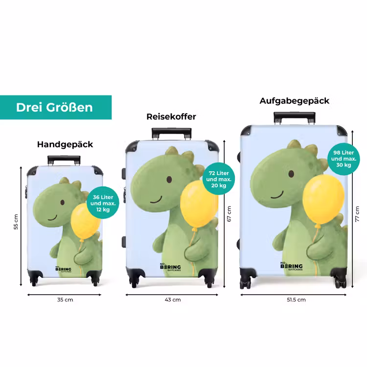 Koffer - Dinosaurier – Luftballon – Kinderzimmer – Illustration – Grün — 3