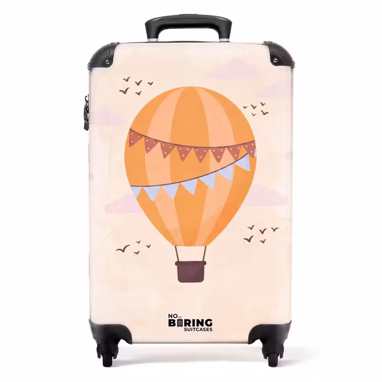 Koffer - Heißluftballon – Girlanden – Abenteuer – Illustration – Orange — 1