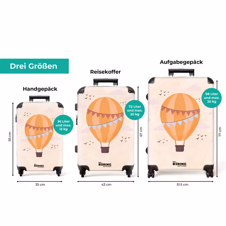 Koffer - Heißluftballon – Girlanden – Abenteuer – Illustration – Orange — 3
