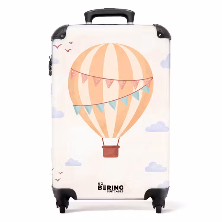 Koffer - Heißluftballon – Wolken – Illustration – Sanft – Kinderzimmer — 1
