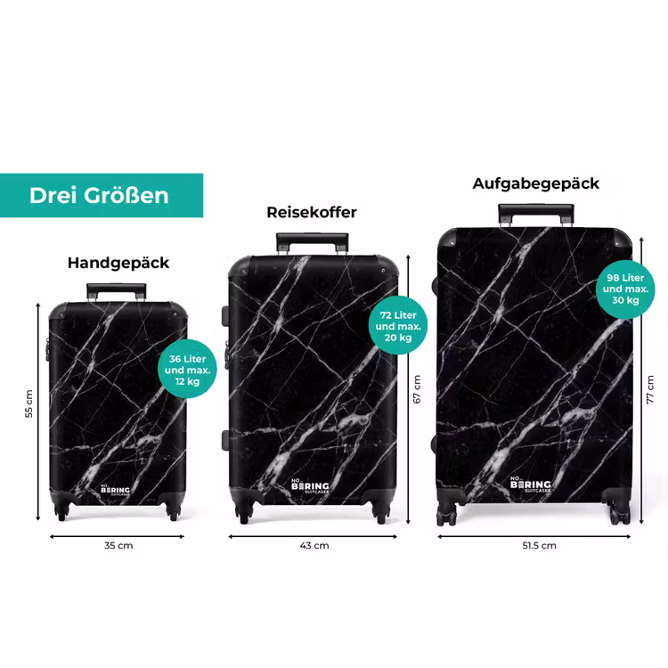 Koffer - Marmor – Adern – Abstrakt – Schwarz — 1