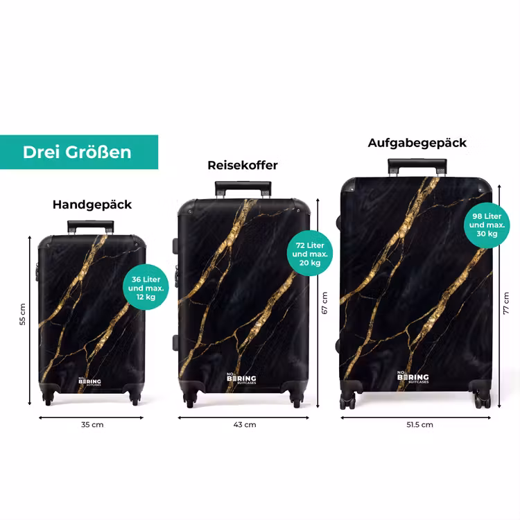 Koffer - Marmor – Goldene Adern – Abstrakt – Schwarz — 1