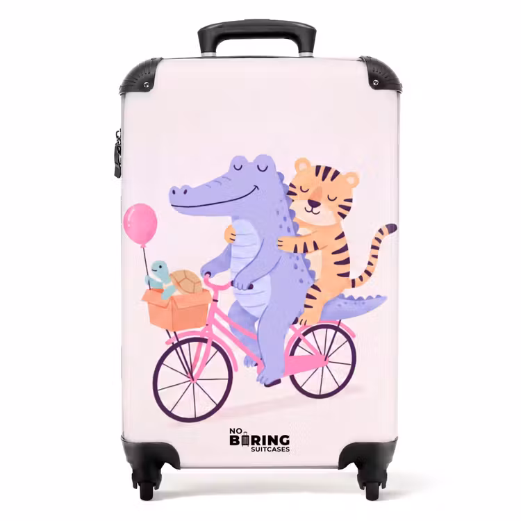 Koffer - Tiere – Fahrrad – Freundschaft – Illustration – Rosa — 1