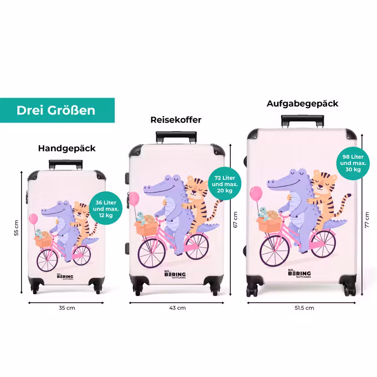 Koffer - Tiere – Fahrrad – Freundschaft – Illustration – Rosa — 3