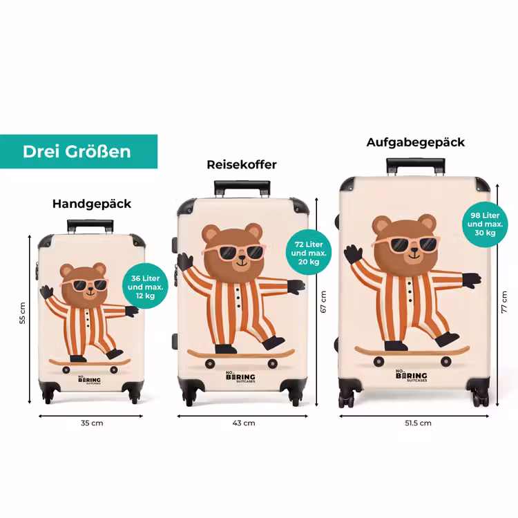 Koffer - Tiere – Skateboard – Spiel – Cartoon – Rosa — 3