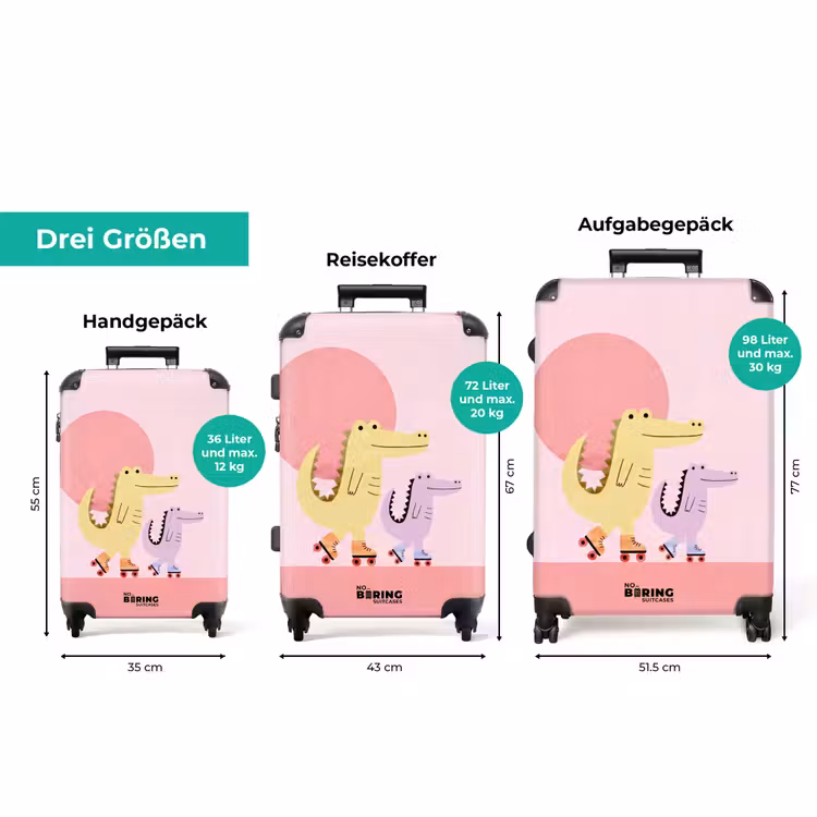 Koffer - Tiere – Skaten – Illustration – Verspielt – Rosa — 3