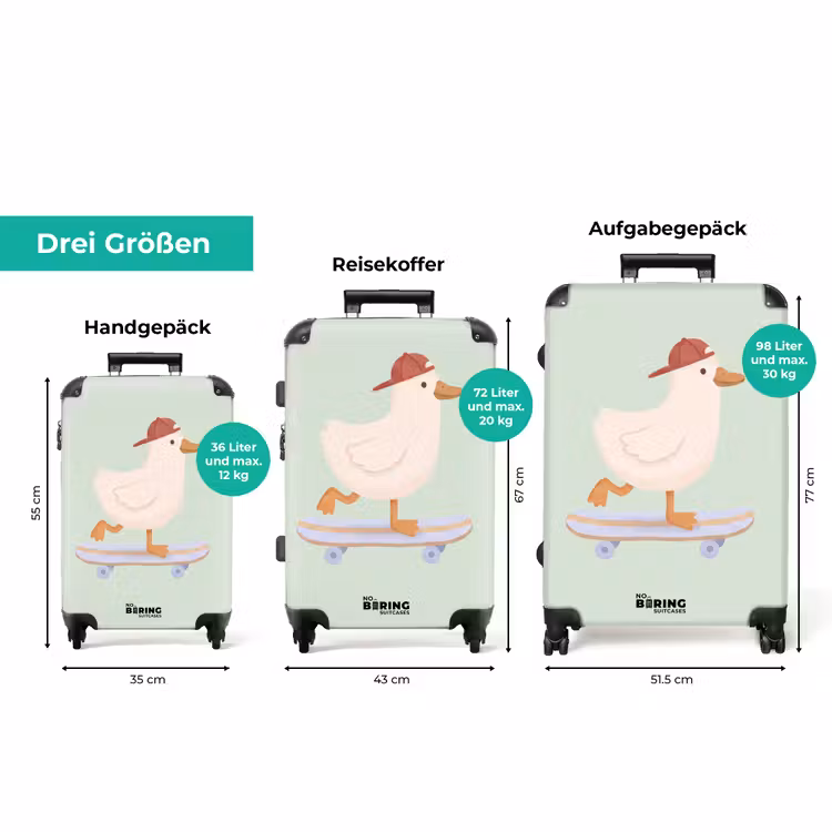 Koffer - Vogel – Skateboard – Tiere – Cartoon – Verspielt — 3