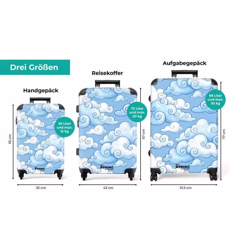 Koffer - Wolken – Muster – Himmel – Illustration – Weiß — 1