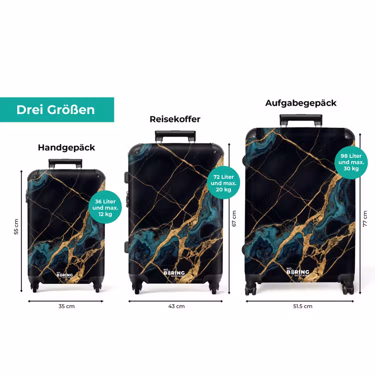 Koffer - Zusammenfassung – Goldene Linien – Kunst – Modern – Schwarz — 1