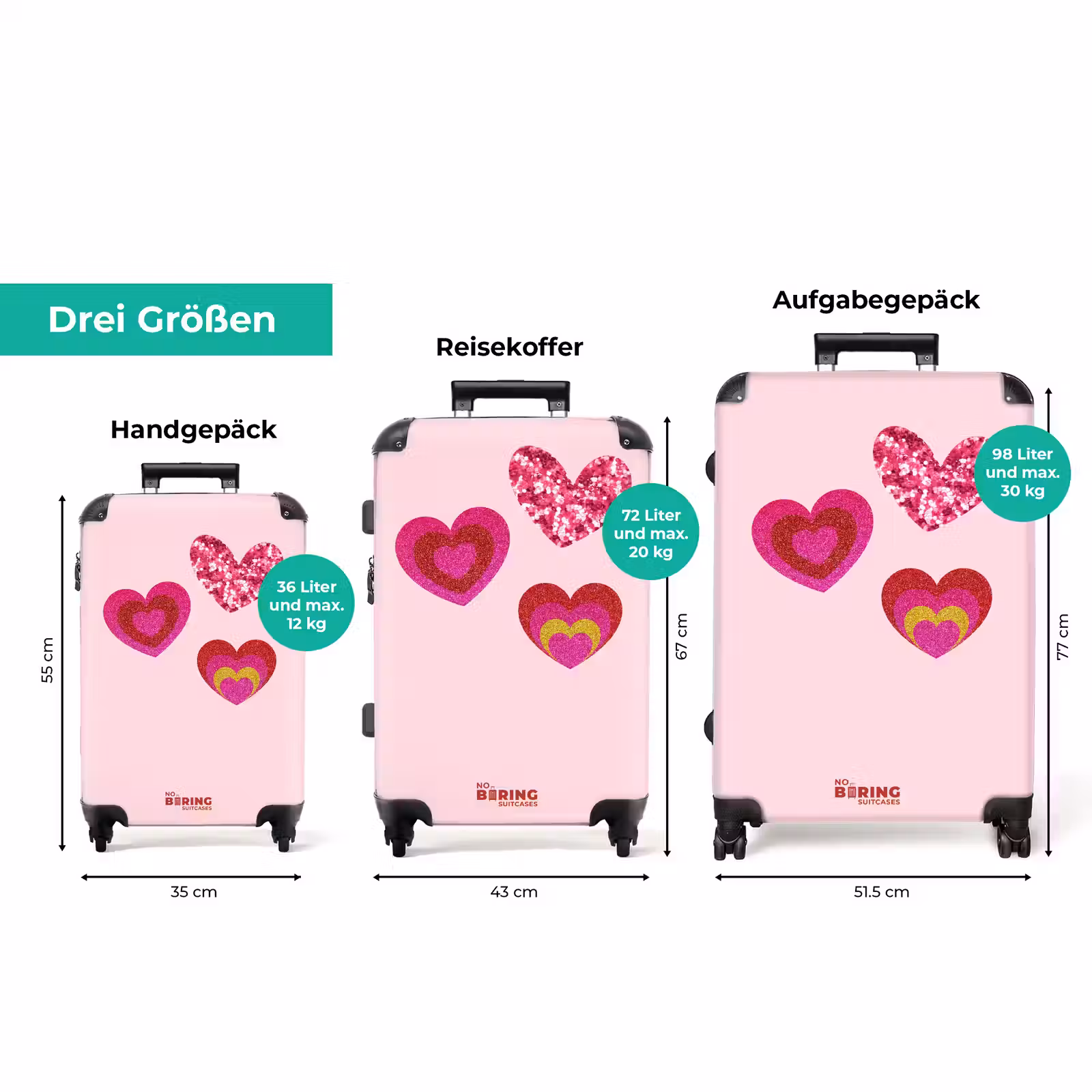 Koffer - Herzen – Rosa – Schnittmuster — 1