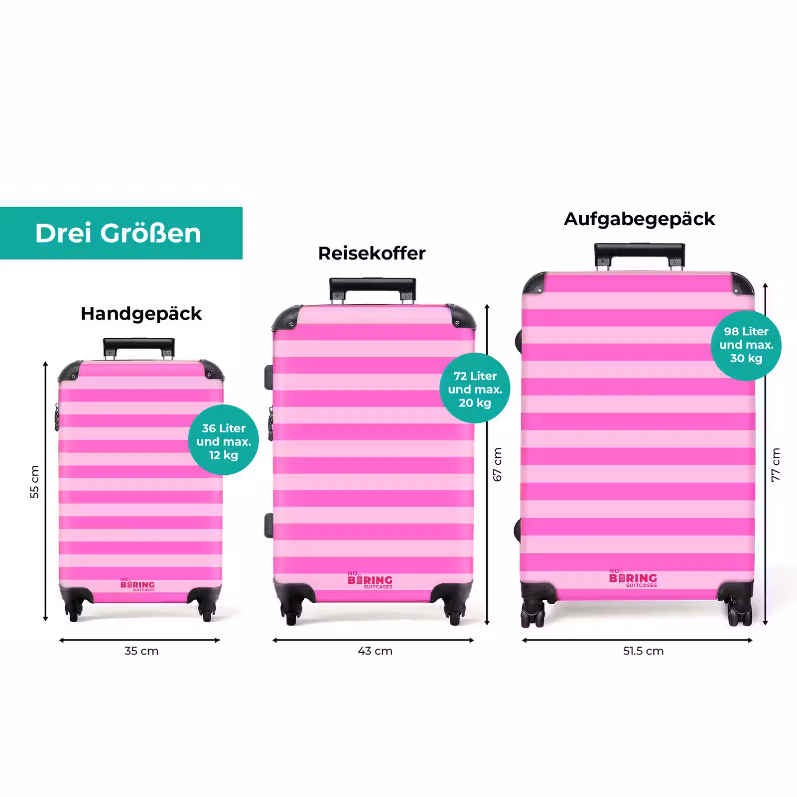Koffer - Rosa – Horizontale Streifen – Muster — 1