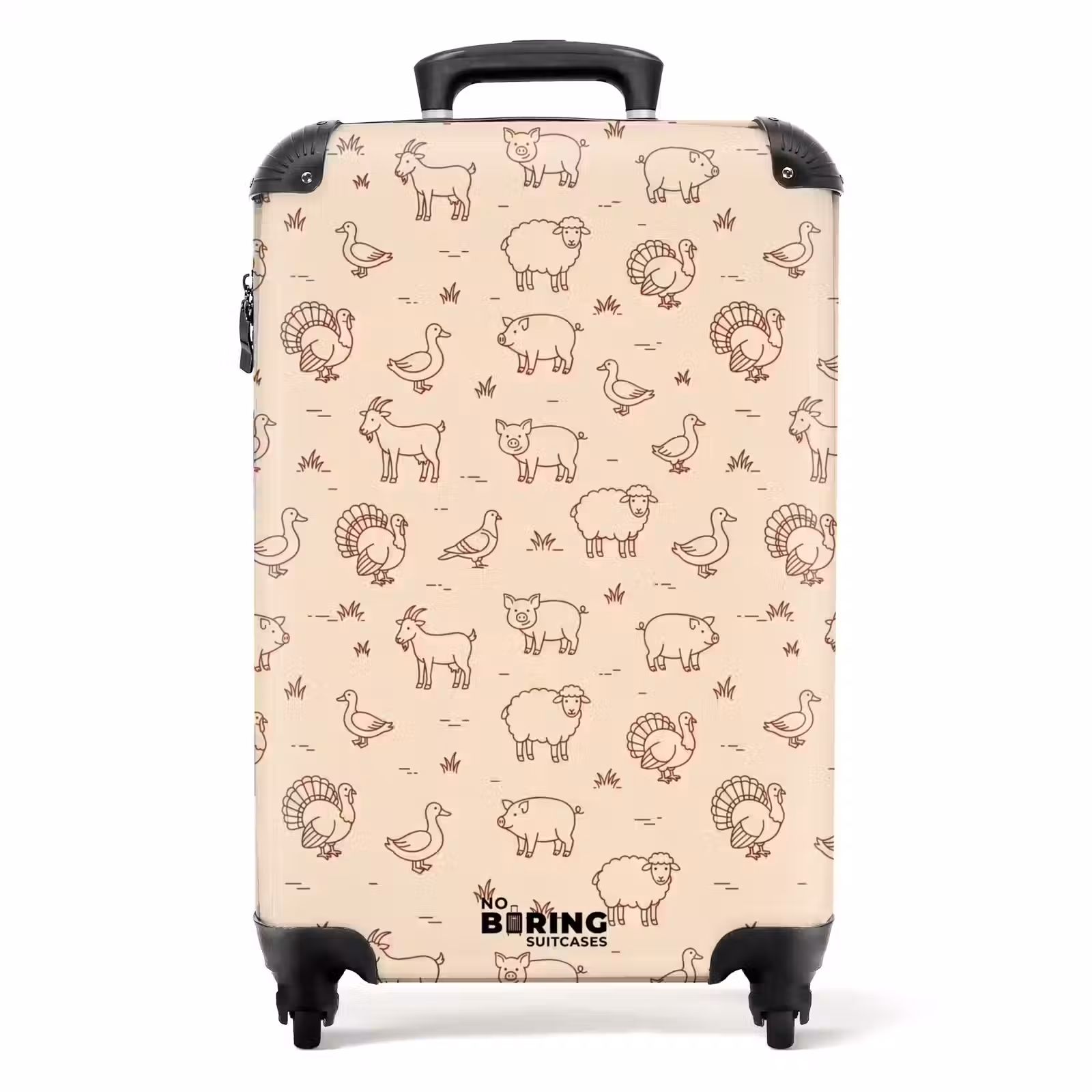 Koffer - Tiere – Muster – Bauernhof – Minimalistisch – Beige — 1