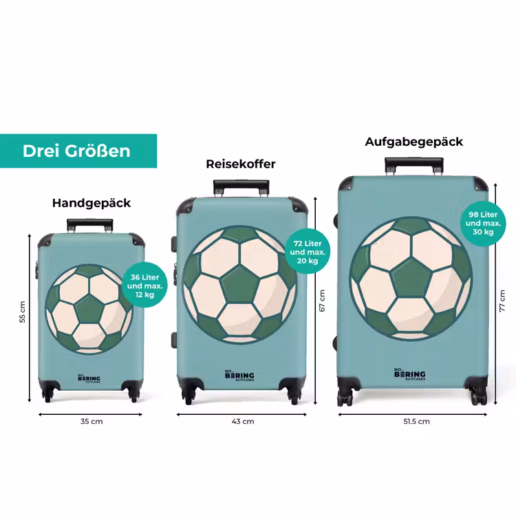 Koffer - Fußball – Geometrisch – Sport – Illustration – Blaugrün — 3