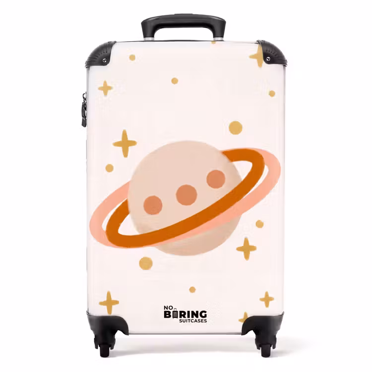 Koffer - Planet – Ringe – Weltraum – Illustration – Beige — 1