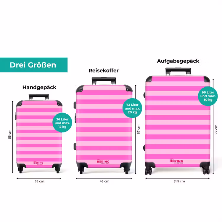 Koffer - Rosa – Horizontale Streifen – Muster — 1