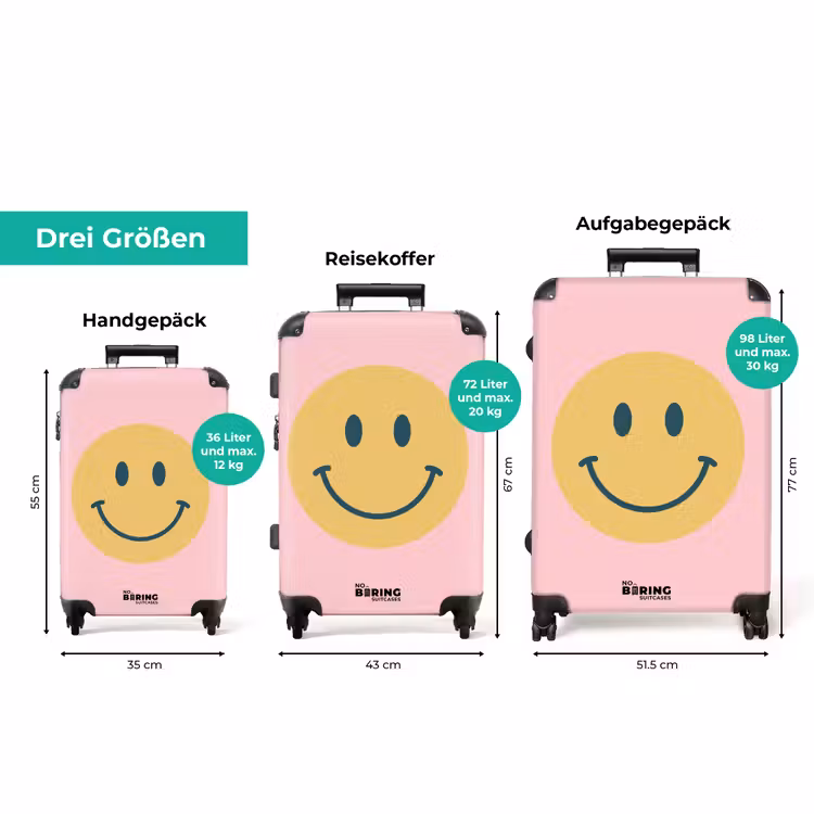 Koffer - Smiley – Gelb – Rosa – Symbol – Minimalistisch — 3