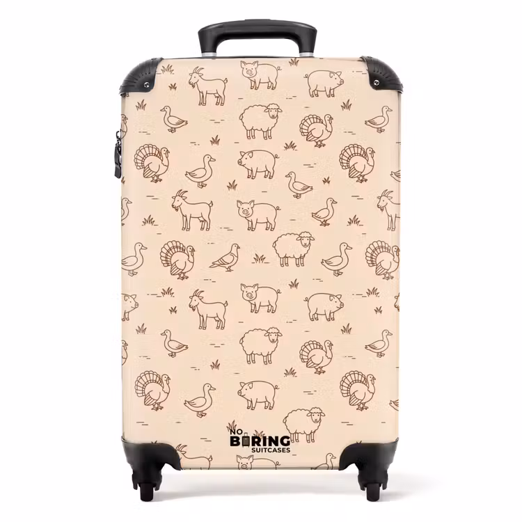 Koffer - Tiere – Muster – Bauernhof – Minimalistisch – Beige — 1