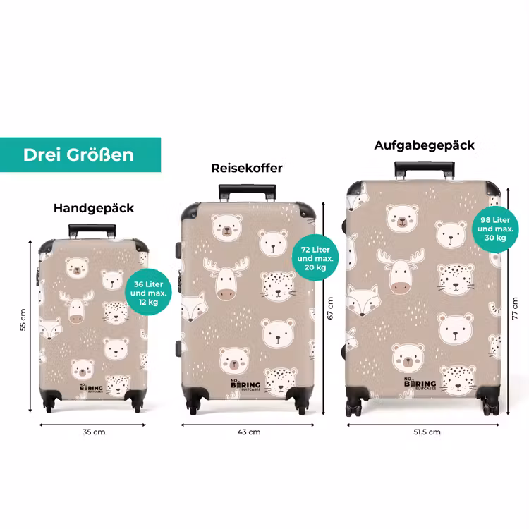 Koffer - Tiere – Muster – Illustration – Modern – Beige — 3