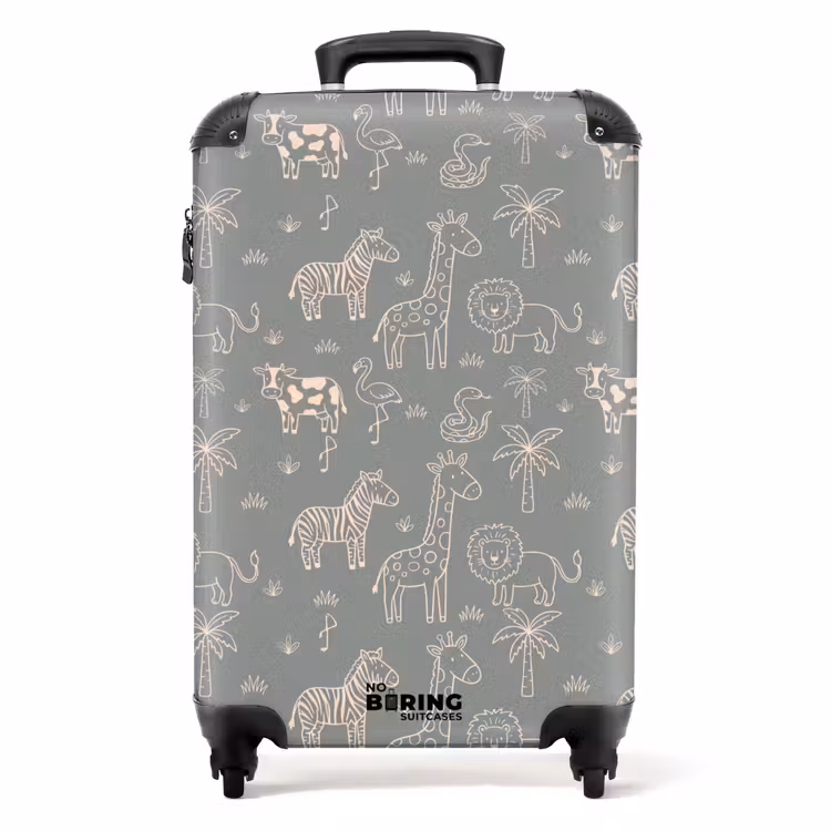 Koffer - Tiere – Safari – Muster – Illustration – Grün — 1