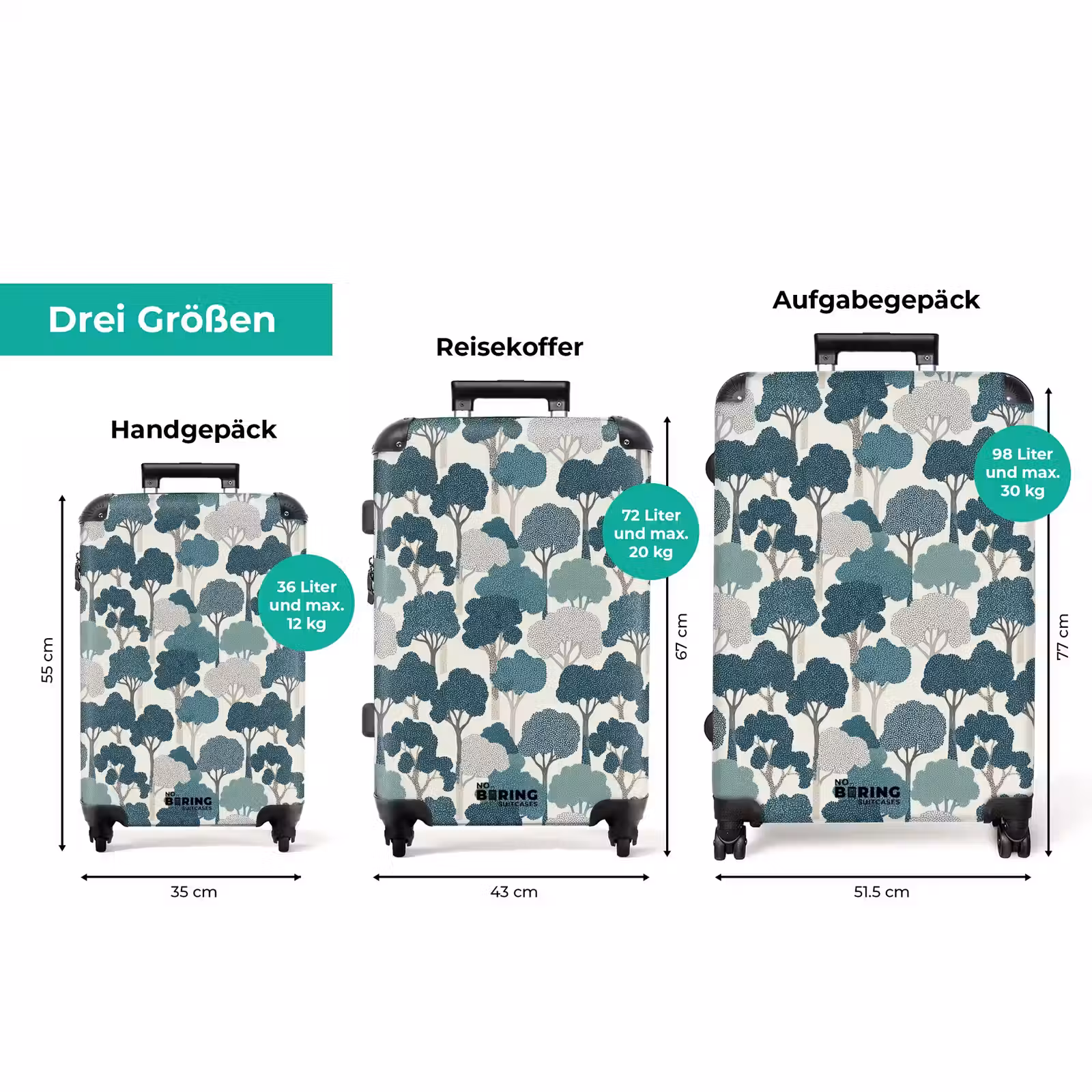 Koffer - Modern – Bäume – Wald – Muster – Blau — 1