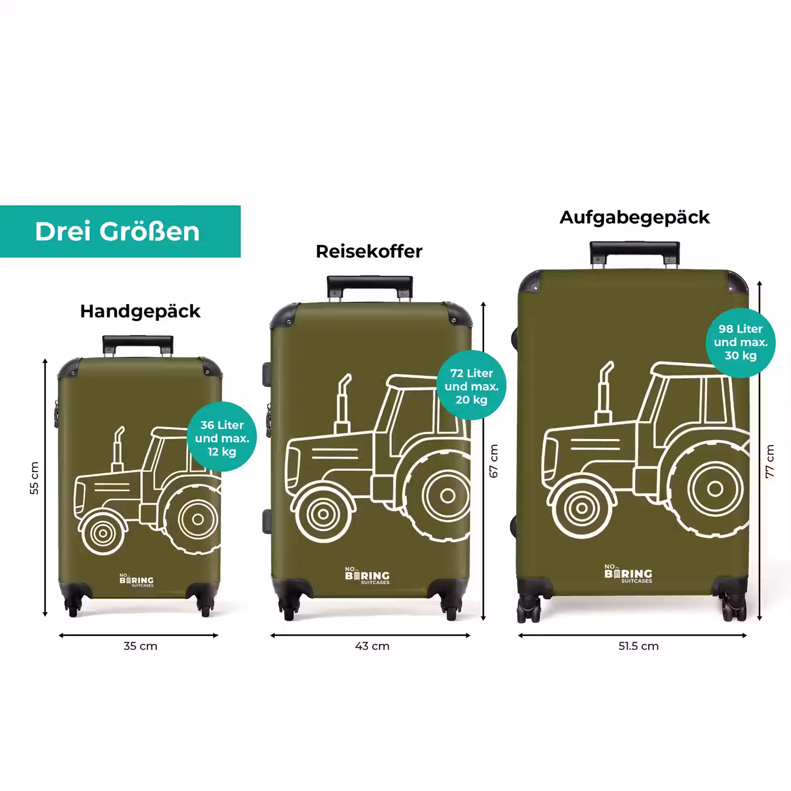 Koffer - Traktor – Grün – Weiß — 1