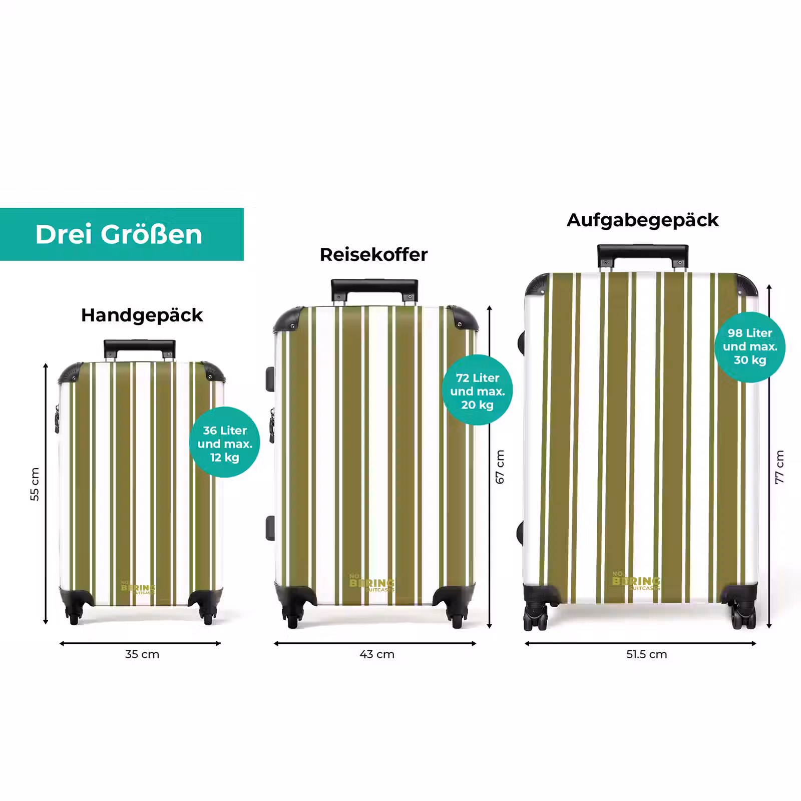 Koffer - Vertikale Streifen – Grün – Weiß — 1
