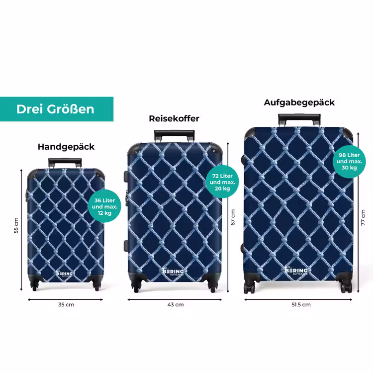 Koffer - Fischernetz – Seil – Muster – Marineblau — 1